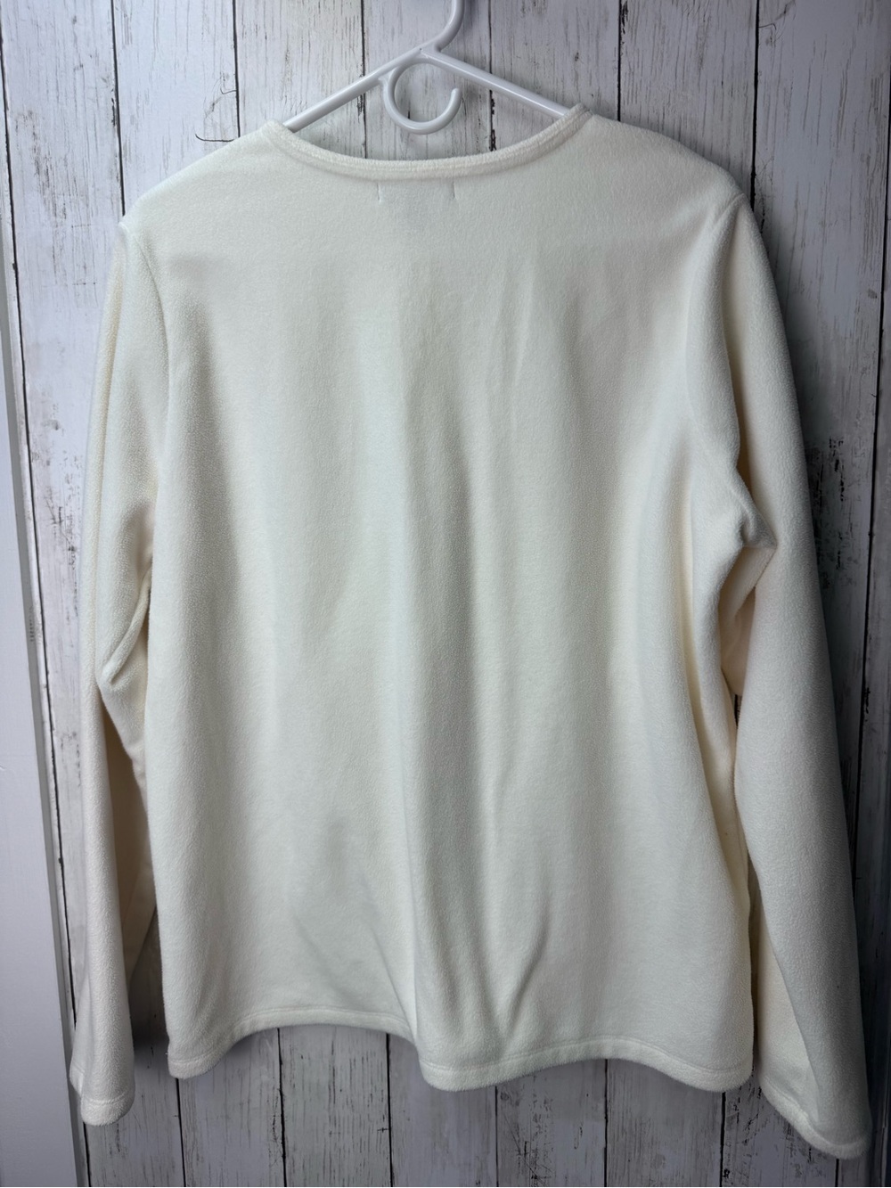 Lands' End Cream Fleece Henley Pullover Top size Large - Picture 4 of 7